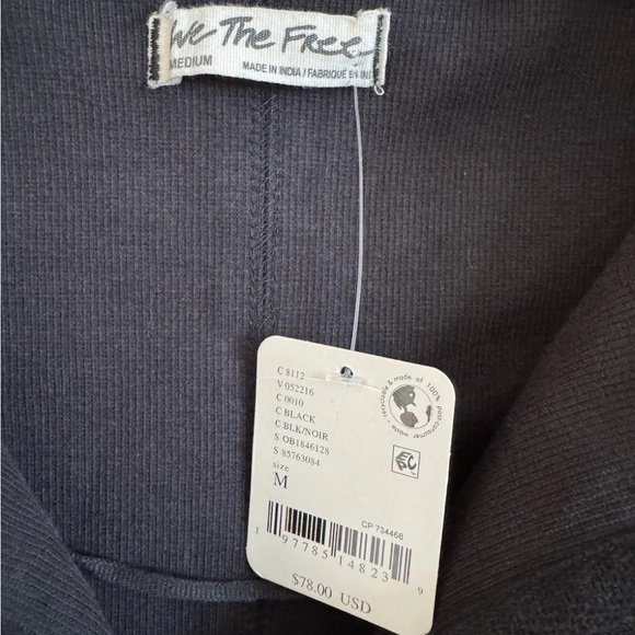 Free People We The Free Eye Candy Top Black Off Shoulder Full Zip Size M NWT - Picture 5 of 6